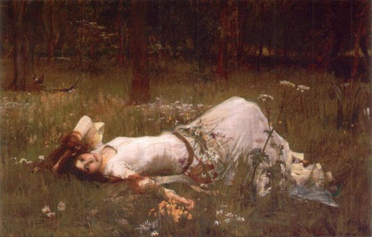 John William Waterhouse: Ophelia [lying in the meadow] - 1905